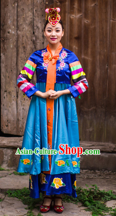 Chinese Korean Minority Nationality Ethnic Groups Wear Dresses Traditional Clothing for Women