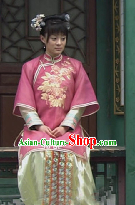 Qing Dynasty Imperial Clothing and Hair Accessories Complete Set for Women