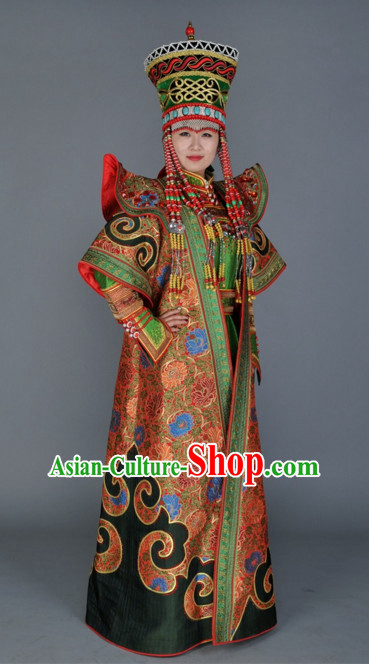 Traditional Ancient Chinese Mongolian Queen Clothes Complete Set for Women