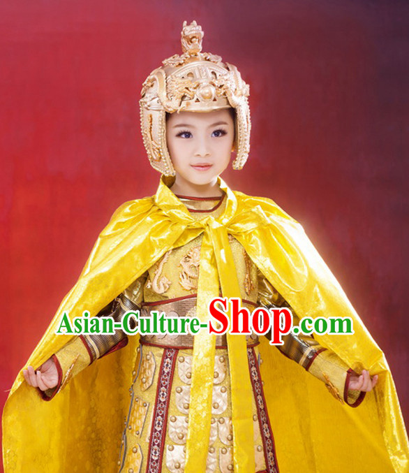 Supreme Chinese Kids Emperor Armor Costumes Complete Set for Women