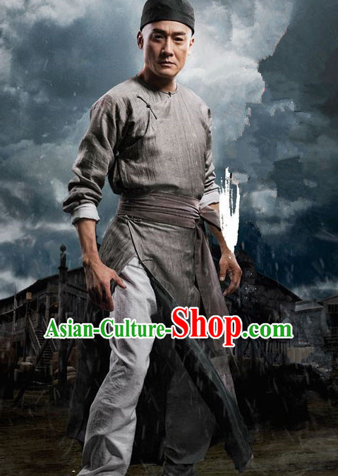 Ancient Chinese Kung Fu Men's Clothing _ Apparel Chinese Traditional Dress Theater and Reenactment Costumes Complete Set for Men