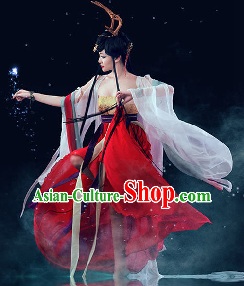 Chinese TV Drama Beauty Costume Ancient Theatrical Costumes Historical Clothing and Hair Jewelry Complete Set for Women
