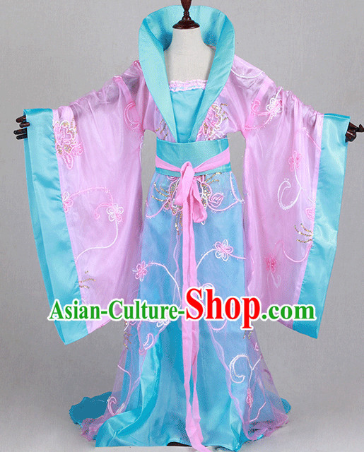 Chinese TV Drama Beauty Costume Ancient Theatrical Costumes Historical Clothing and Hair Jewelry Complete Set for Kids