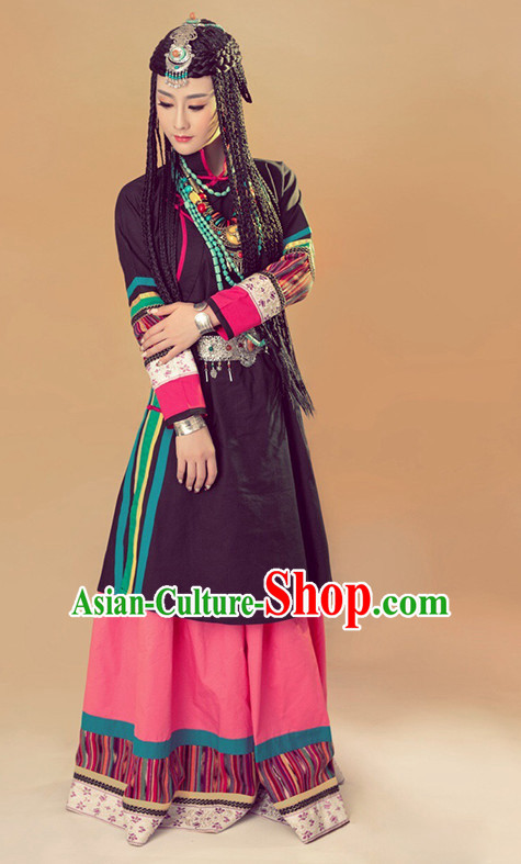 Minority Tibet Tibetan Clothing Ethnic Clothes Complete Set for Women