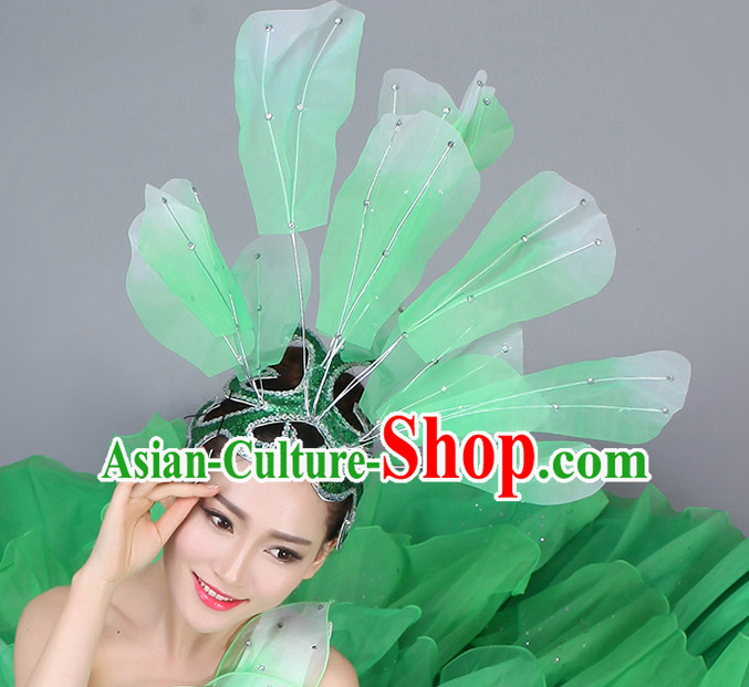 Green Chinese Dance Hair Accessories Headpiece Headdress Phoenix Crown Hair Decoration Head Hairpin Accessories Comb Wedding Headwear Hair Accessorie Head Dress