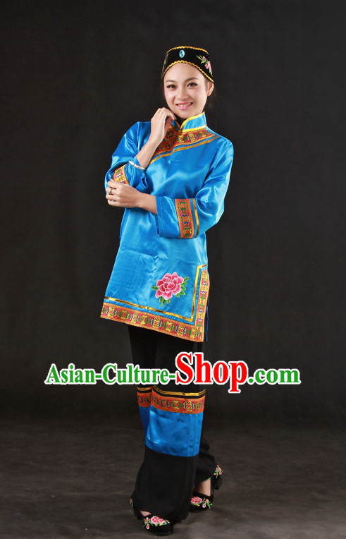Happy Festival Chinese Minority Dress Uniform Traditional Stage Ethnic National Costume Sale Complete Set
