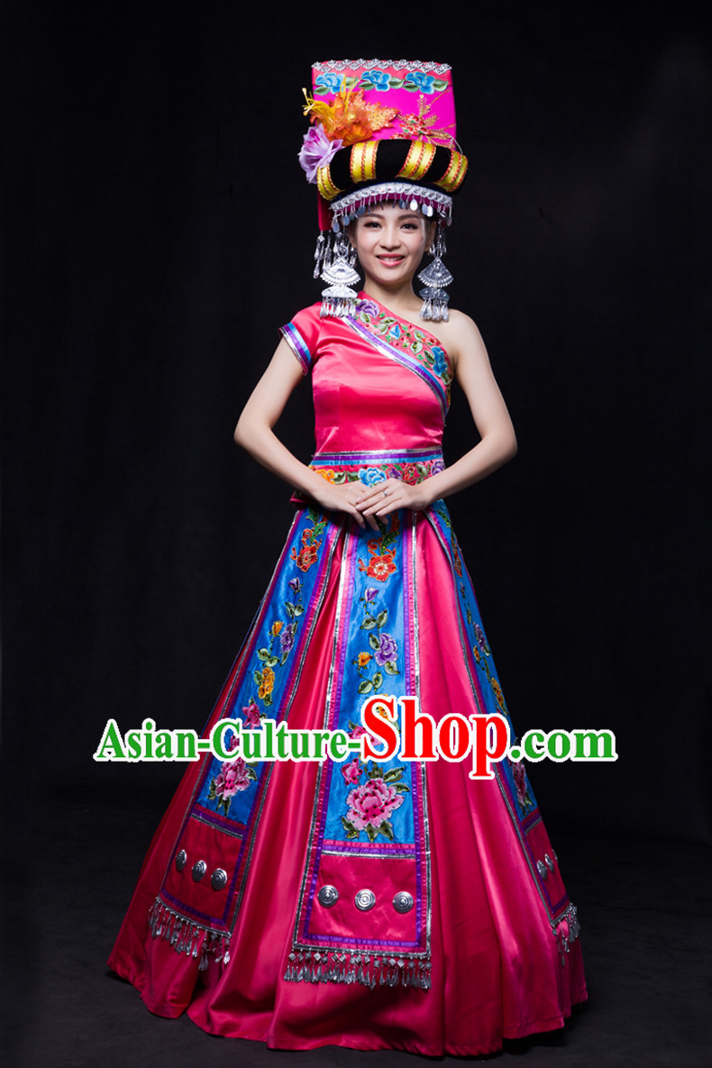 Happy Festival Chinese Minority Miao Dress Uniform Traditional Stage Ethnic National Costume Sale Complete Set