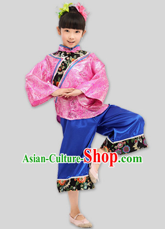 Traditional Chinese Costume Chinese Dance Costumes Complete Set for Kids Girls