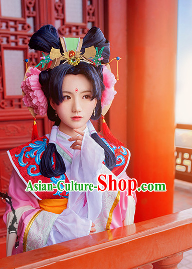 Chinese Ancient Lady Princess Handmade Wig and Hair Accessories Set