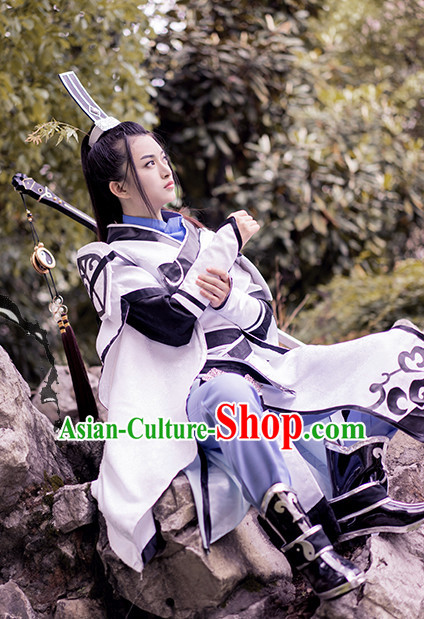 Taoist Swordsman Hanfu Hanzhuang Han Fu Han Clothing Traditional Chinese Dress National Costume Complete Set for Men or Boys