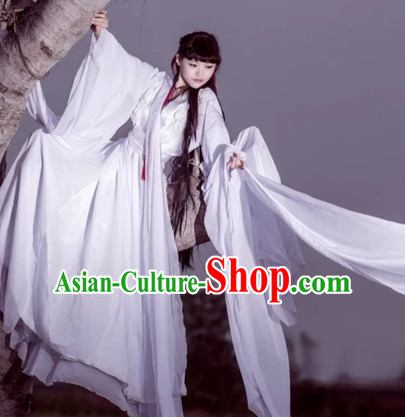 Ancient Chinese Fairy Beauty Hanfu National Costumes and Headpieces Complete Set for Women