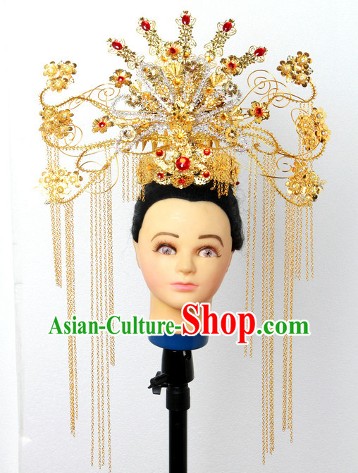 Handmade Chinese Fairy Stage Performance Black Wigs Hair Decorations Headpieces for Women