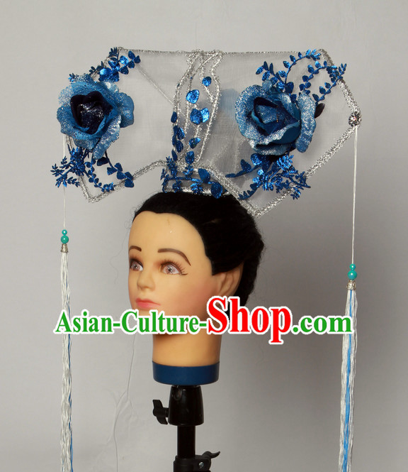 Handmade Chinese Model Stage Performance Manchu Princess Hair Decorations Headpieces for Women