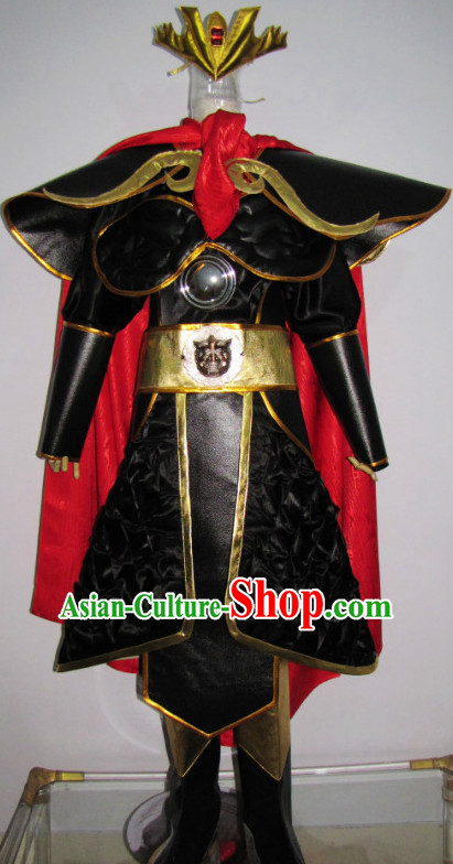 Chinese Swordsman Film Costumes Knight Clothing Warrior Costume and Hair Ornaments Complete Set