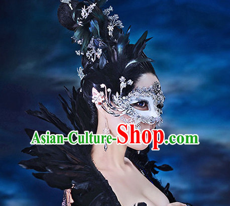 Chinese Queen Cosplay Costumes Mask and Hair Ornaments Complete Set
