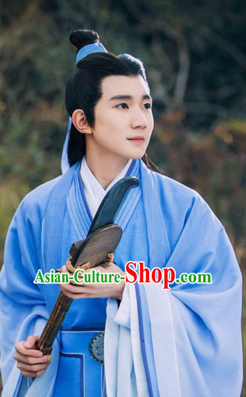 Chinese Ancient Men Black Long Wigs