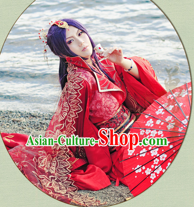 Chinese Red Hanfu Noblewoman Robe Clothing Handmade Bjd Dress Opera Costume Drama Costumes Complete Set