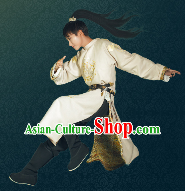 Chinese Traditional Tang Dynasty Men Royal Stage Hanfu Hanbok Kimono Feitian Costume Dresses Costume Ancient Fairy Garment and Headpieces Complete Set