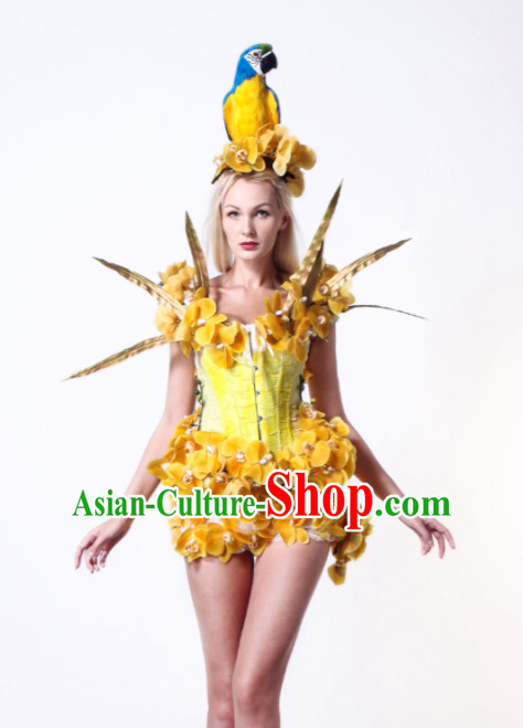 Parade Quality Forest Dance Costumes Popular Ostrich Feathers Fancy Costume Stage Costumes Angel Wings Costume Complete Set