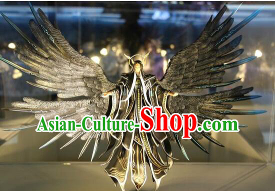 Chinese Ancient BJD Adult Size Costumes Dresses and Headpieces Complete Set for Men with Two Giant Wings