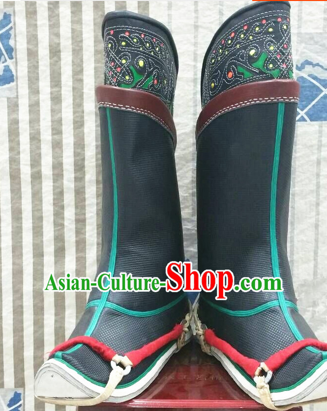 Top Chinese Mongolian Minority Mongol Boots Mongolia Minority Boot Ethnic Mongolian Feather Shoes