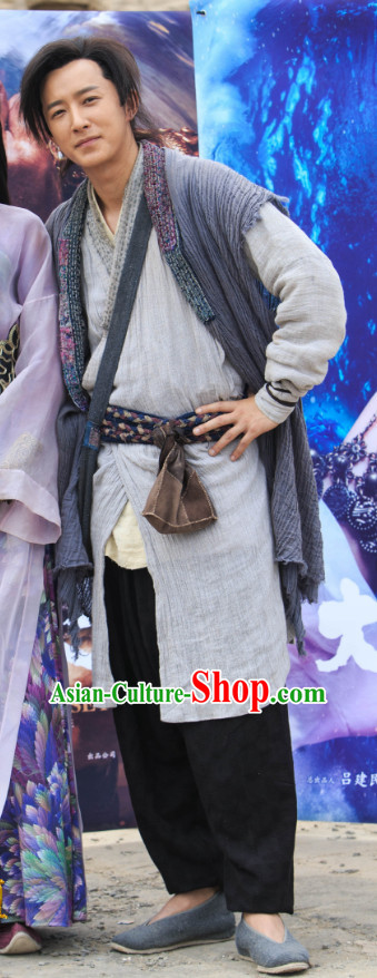 Chinese Ancient Swordsman Zhi Zunbao Clothing Costumes Complete Set for Men