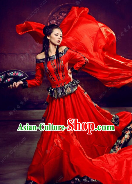 Chinese Classical Red Hanfu Clothes Costumes Clothing Complete Set for Women
