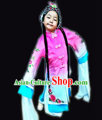 Traditional Chinese Yangge, Children Kindergarten Fan Dancing Wholesale Peking Opera Costume, Folk Dance Yangko Costume, Traditional Chinese Peking Opera Dancewear for Kids