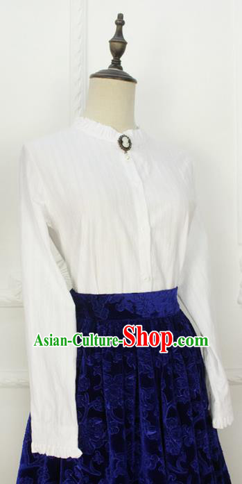 Traditional Classic Women Clothing Base Shirt, Traditional Classic Restoring Ancient Lace Cotton Unlined Upper Garment Collar Blouse for Women