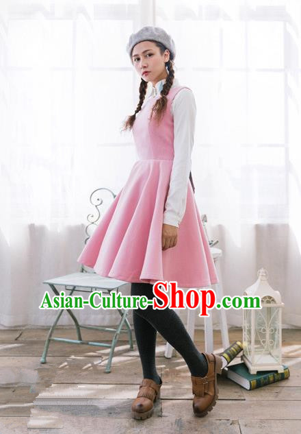 Traditional Classic Women Clothing, Traditional Classic Woolen One-piece Dress, British Restoring Ancient Vest Wool Long Skirt Complete Set for Women