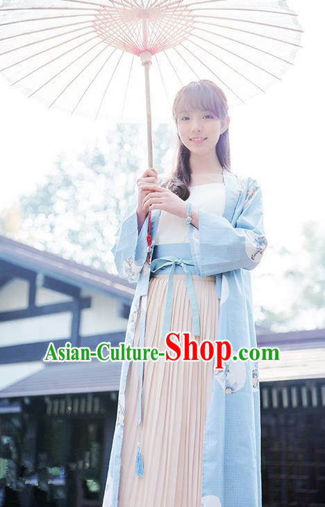 Traditional Japanese Restoring Ancient Kimono Costume, China Kimono Pleated Skirt Chiffon Long Dress for Women