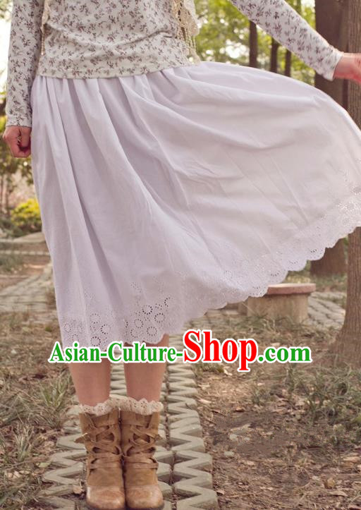Traditional Classic Elegant Women Costume Cotton Half Skirt, Restoring Ancient Princess Embroidered Long Skirt for Women