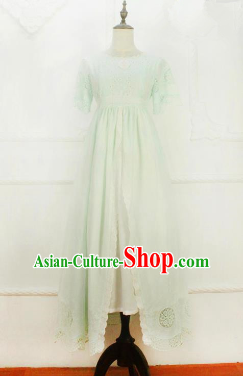 Traditional Classic Elegant Women Costume One-Piece Dress, Restoring Ancient Princess Cotton Embroidered Long Dress for Women