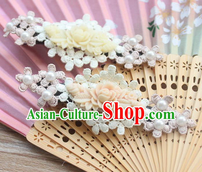Traditional Classic Chinese Restoring Ancient Hair Jewelry Accessories Hair Claws, Elegant Lace Embroidery Flower Hairpin for Women