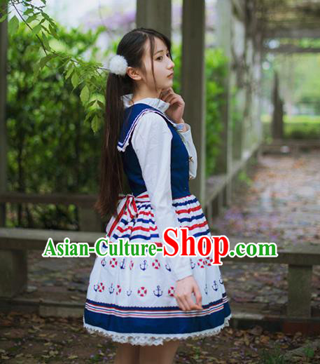Traditional Classic Elegant Women Costume Navy One-Piece Dress, Restoring Ancient Sweet Dress for Women