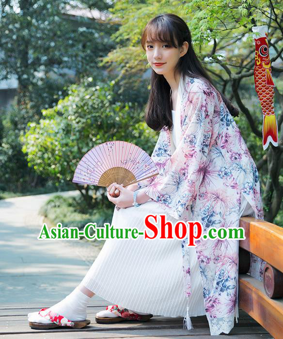 Traditional Japanese Restoring Ancient Kimono Costume Haori Smock, China Kimono Modified Double Side Long Cardigan for Women