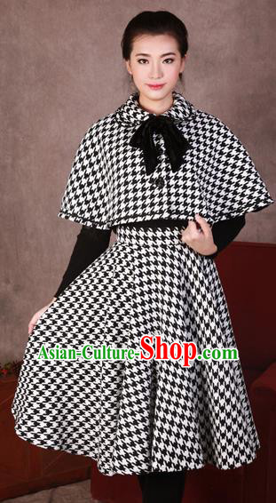 Traditional Classic Elegant Women Costume Complete Set Woolen Cape and Bust Skirt, Restoring Ancient Wool Cloak and Skirt for Women