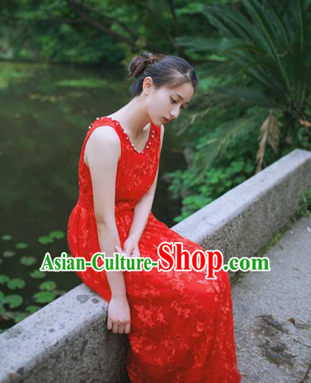 Traditional Classic Elegant Women Costume One-Piece Dress, Restoring Ancient Embroidered Lace Full Dress for Women