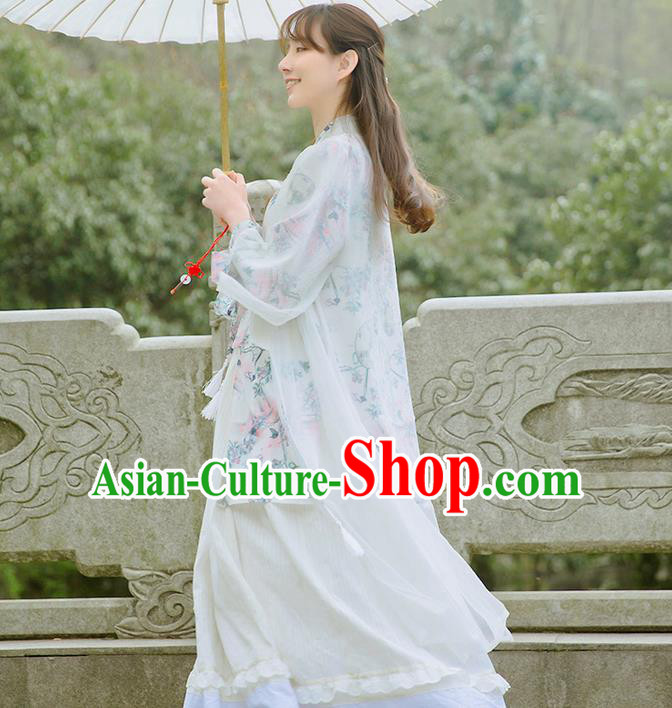 Traditional Classic Chinese Elegant Women Costume Hanfu Smock, Restoring Ancient Han Dynasty Shadow Long Cardigan for Women