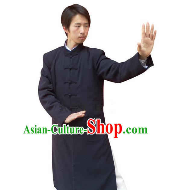 Traditional Chinese Wudang Uniform Taoist Uniform Linen Cotton Wadded Robe Priest Frock Complete Set Kungfu Kung Fu Clothing Clothes Pants Slant Opening Shirt Supplies Wu Gong Outfits, Chinese Tang Suit Wushu Clothing Tai Chi Suits Uniforms for Men