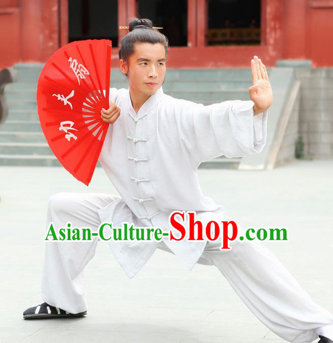 Traditional Chinese Wudang Uniform Taoist Uniform Linen Priest Frock Complete Set Kungfu Kung Fu Clothing Clothes Pants Slant Opening Shirt Supplies Wu Gong Outfits, Chinese Tang Suit Wushu Clothing Tai Chi Suits Uniforms for Men