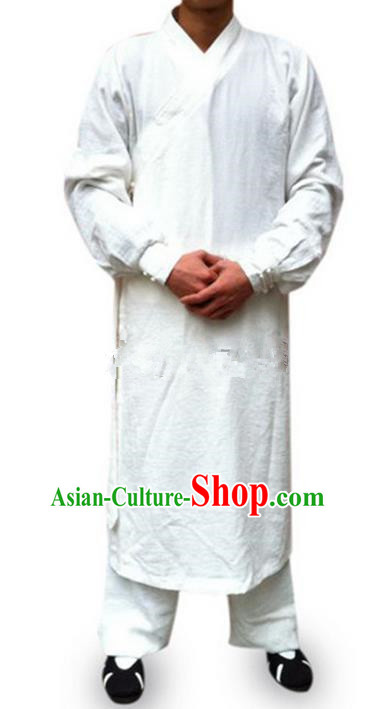 Traditional Chinese Wudang Uniform Taoist Uniform Priest Frock Complete Set Long Robe Kungfu Kung Fu Clothing Clothes Pants Slant Opening Shirt Supplies Wu Gong Outfits, Chinese Tang Suit Wushu Clothing Tai Chi Suits Uniforms for Men
