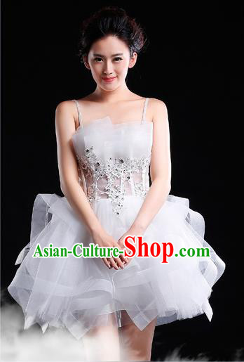 Traditional Chinese Classic Stage Performance Chorus Modern Ballet Dance Costumes Bubble Dress, Chorus Competition Costume, Compere Costumes for Women