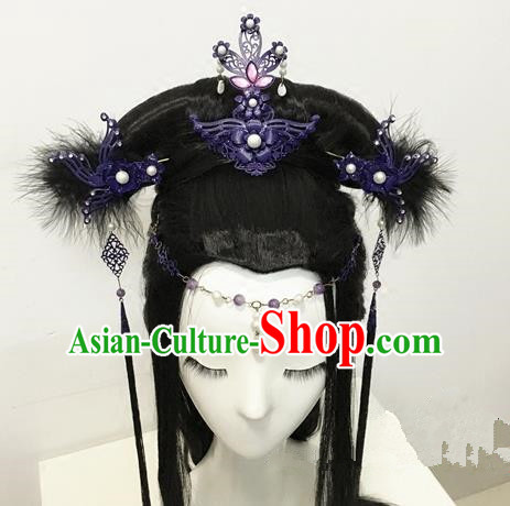 Traditional Chinese Ancient Jewelry Accessories, Ancient Chinese Imperial Princess Headwear Wedding Long Tassels Step Shake Hair Tuinga, China Wedding Bride Hairpin for Women