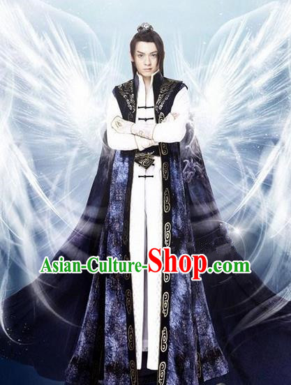 Traditional Chinese Ancient Emperor Costumes, Ancient Chinese Cosplay General Swordsmen Palace Prince Embroidered Costume Complete Set for Men