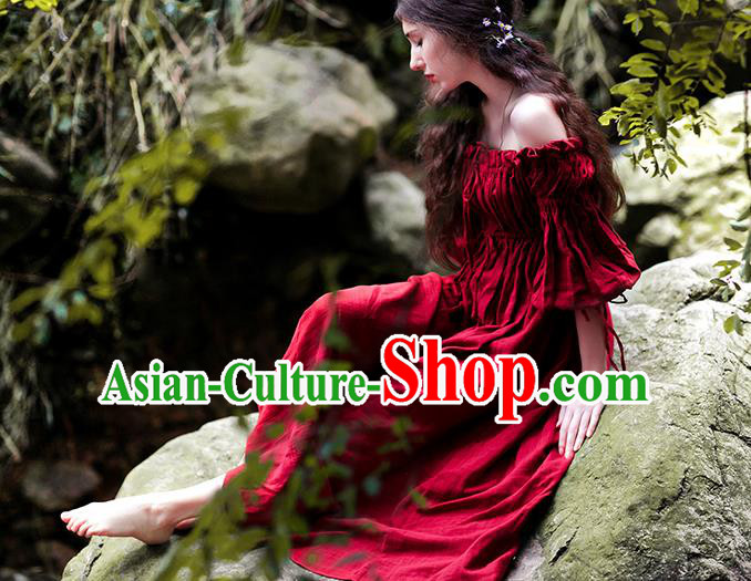 Traditional Classic Women Clothing, Traditional Classic Elegant Double Yarn Brought Restoring Boat Neck Even Garment Skirt