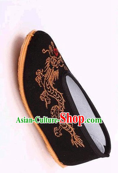 Chinese Traditional Shoes for Children Qing Dynasty Taoist Traditional Beijing Cloth Shoes