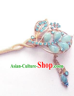 Hairpins Ancient Korean Style Women Hair Clasp Bride Head Wear Up Do Light Blue