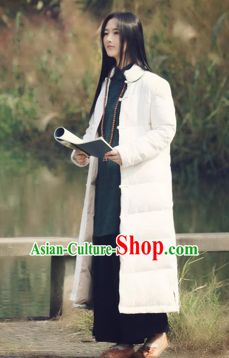 Traditional Chinese Female Costumes,Chinese Acient Clothes, Chinese Hanfu Feather Coat, Tang Suits Plate Buttons Long Dust Coat for Women