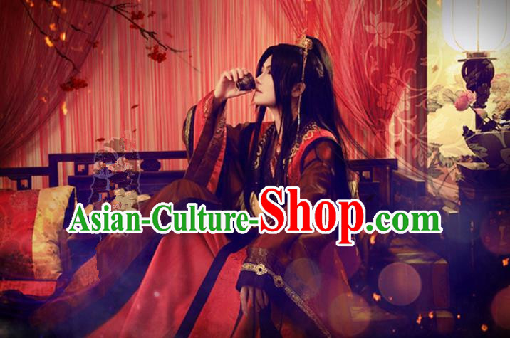 Chinese Ancient Cosplay Costumes, Chinese Traditional Embroidered Royal Prince Wedding Clothes, Ancient Chinese Cosplay Swordsman Knight Costume Complete Set For Men